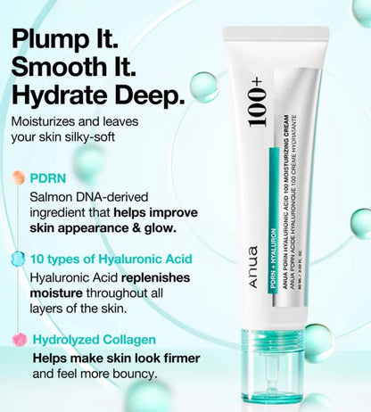Anua - PDRN Hyaluronic Acid 100 Moisturizing Cream.