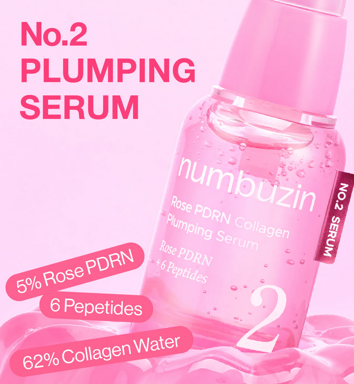Numbuzin No.2 Rose PDRN Collagen Plumping Serum.