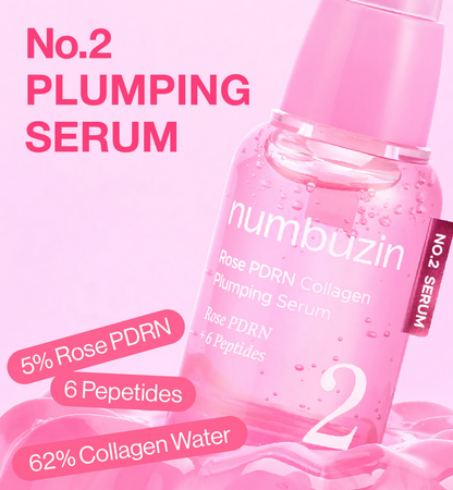 Numbuzin No.2 Rose PDRN Collagen Plumping Serum.