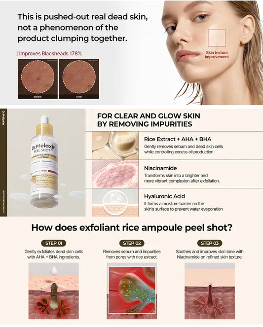 Dr.Melaxin - Peel Shot Exfoliating White Rice Ampoule